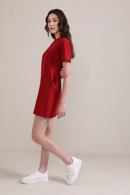 Crimson :Oversized T-shirt Dress:
