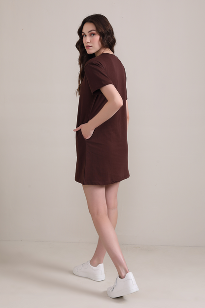 Brown :Oversized T-shirt Dress
