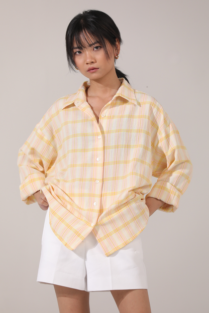 Andy Oversized Shirt-Lime Checks