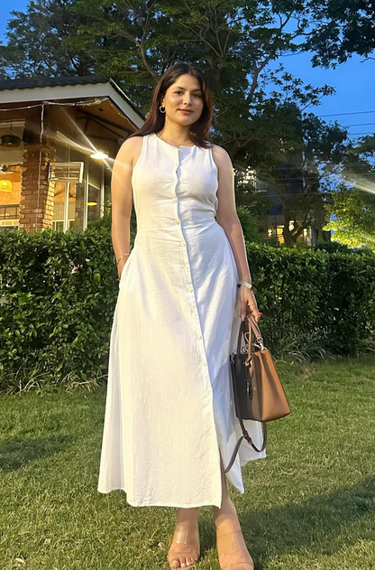Jeany Shirt Dress : White